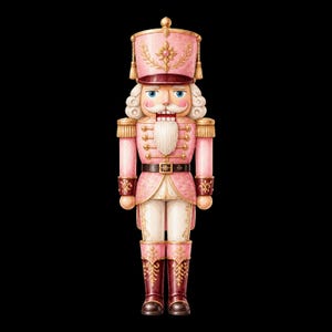 Whimsical Nutcracker Ballet Clipart Bundle, 12 Watercolor PNG, Pink Holiday Soldier Dance Graphics, Commercial Use