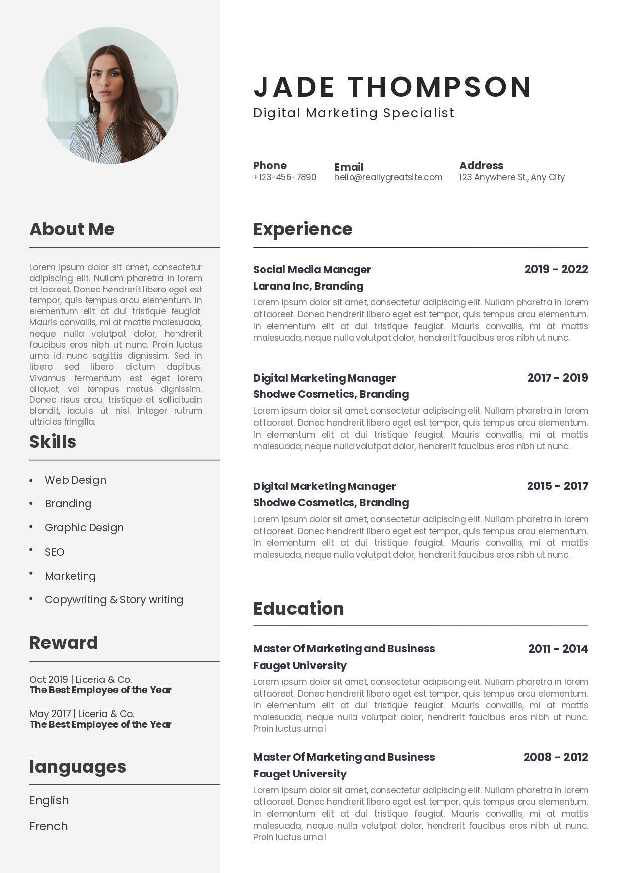 Resume Examples Female ATS - Friendly Resume Template for Female Professional - Etsy Canada
