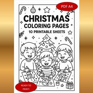 Christmas Coloring Pages for Toddlers – 10 Printable Holiday Coloring Sheets, Santa, Elf, Snowman, Reindeer,  Instant Download PDF