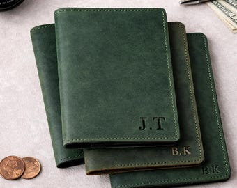 Personalized Leather Passport Holder,Custom Leather Passport Wallet Case Cover,Monogram Engraved Leather,Travel Gift for Him Her