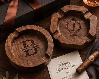 Custom Wood Ashtray for Cigars,monogram cigar ash tray, gift for men, groomsman gift, personalized wedding gift,  Father's Day