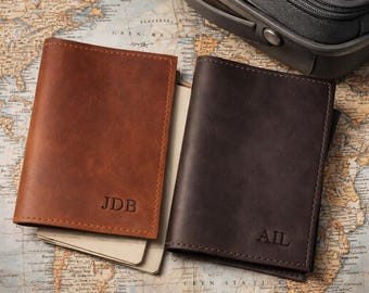 Personalized Leather Passport Holder,Custom Leather Passport Wallet Case Cover,Monogram Engraved Leather,Travel Gift for Him Her