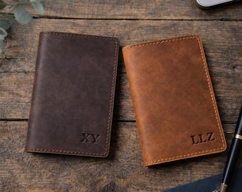 Personalized Leather Passport Holder,Custom Leather Passport Wallet Case Cover,Monogram Engraved Leather,Travel Gift for Him Her