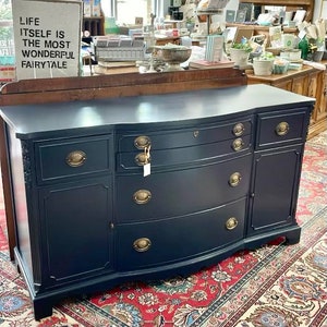 SOLD Custom Paint Example Helen vintage blue Buffet I server I console I side board image 1