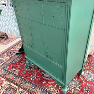SOLD Custom paint green tall Dresser image 2