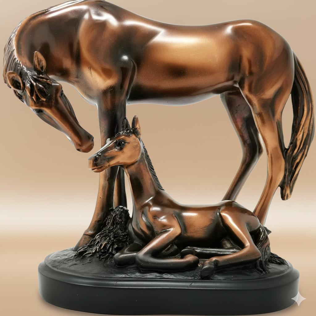 Mare and Foal Statue - Etsy UK