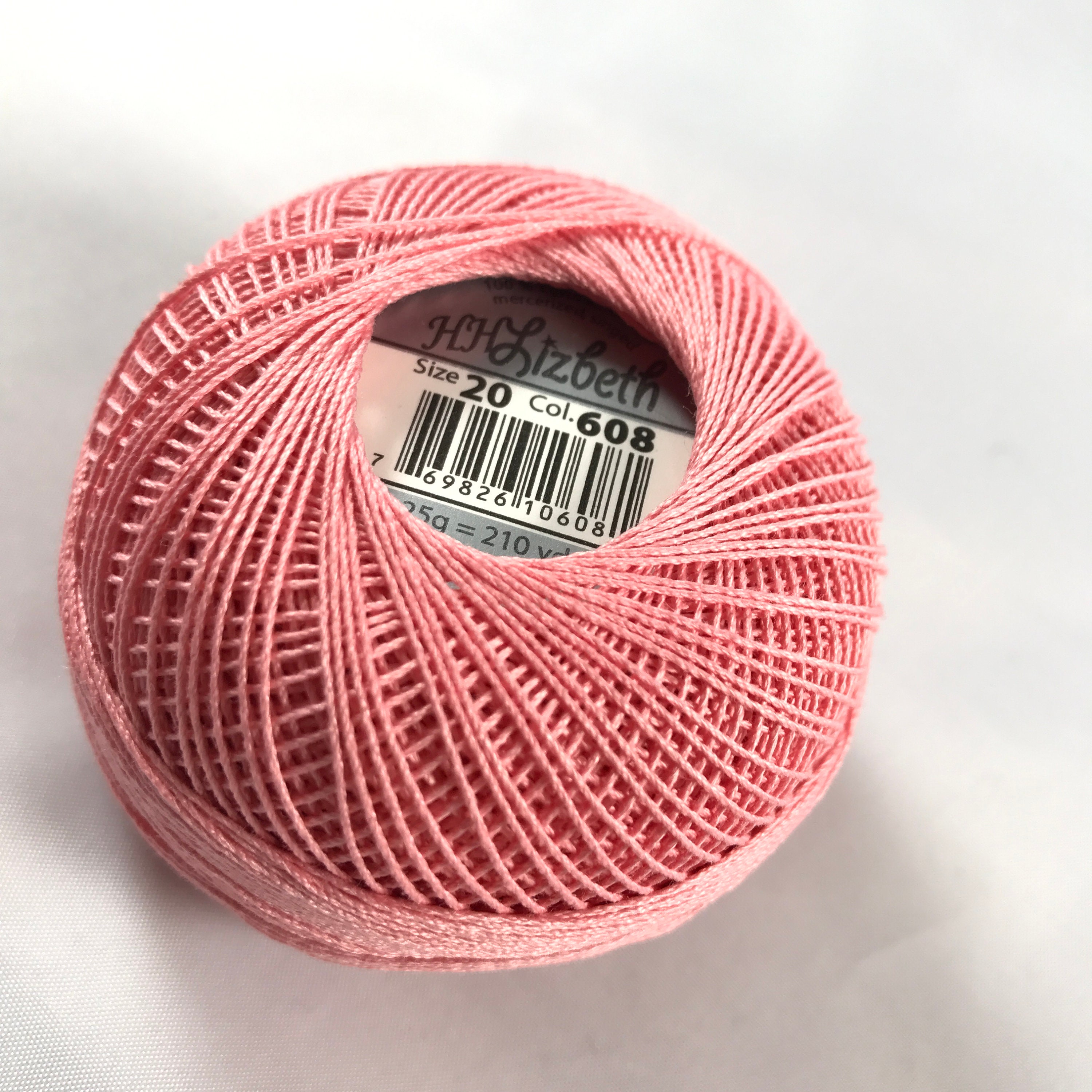 Lizbeth Egyptian Cotton Crochet Thread Size 40 Color 608 Medium Coral Pink 