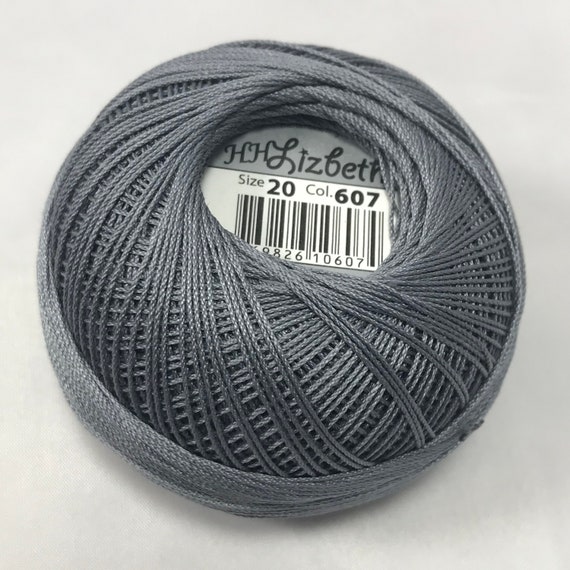 Tatting Thread - Size 10, 20, 40 or 80 - Color #607 - Solid Charcoal Black