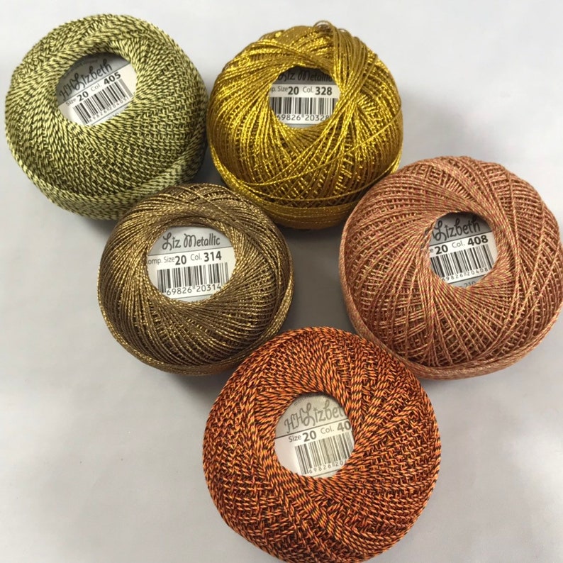 FULL SPOOLS October Fest 5 Pack Lizbeth Tatting Thread Colors 405, 328, 406, 314, and 408 Size 20
