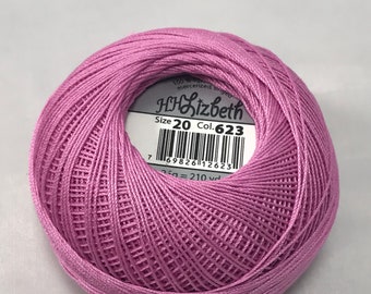 FULL SPOOL - Lizbeth Tatting Thread - Solid Light Raspberry Pink - Color #623 - Size 3, 10, 20, 40 or 80