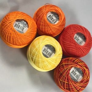 FULL SPOOLS - Tatting Thread - Size 20 or 40 - Orange Medley - Lizbeth - Colors 183, 702, 100, 695, and 170 - Your Choice of Colors
