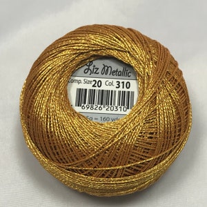 FULL SPOOL - Gold (310) - Lizbeth Metallic Gold - Size 20 Tatting Thread - 160 Yards