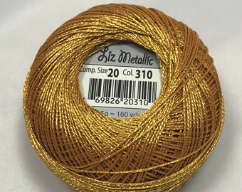 FULL SPOOL - Gold (310) - Lizbeth Metallic Gold - Size 20 Tatting Thread - 160 Yards