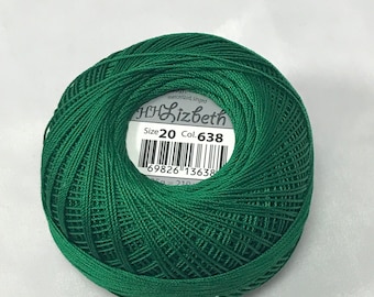 Tatting Thread - Christmas Green - Color #638 - Size 3, 10, 20, 40 or 80