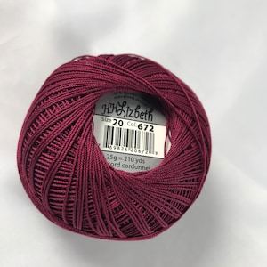GANZE SPULEN - Lizbeth Occhi Garn - Größe 10, 20, 40 oder 80 - Farbe #672 - Burgund