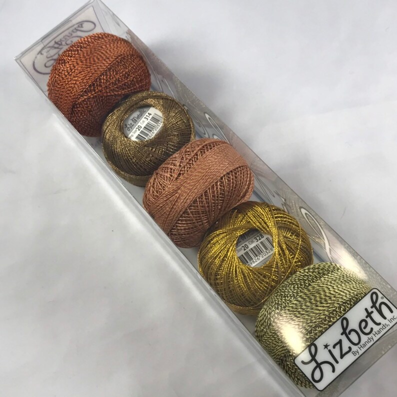 FULL SPOOLS October Fest 5 Pack Lizbeth Tatting Thread Colors 405, 328, 406, 314, and 408 Size 20