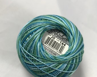 Lizbeth Tatting Thread - Size 10, 20, 40 or 80 - Variegated Blue River Glades - Color #164
