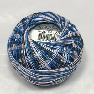 FULL SPOOLS - Lizbeth Tatting Thread - Denim Whisper Variegated - Color #120 - Size 20 or 40
