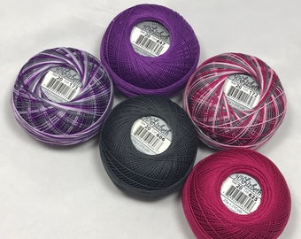 FULL SPOOLS - Lizbeth Tatting Thread - Marble Dark - (Color #172, 173, 606, 625, and 647) - Size 20 or 40 - Your Choice of Color