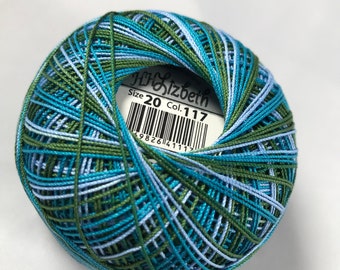 Lizbeth Tatting Thread - Size 10, 20, 40 or 80 - Variegated Country Side - Color #117