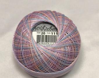 CARRETE COMPLETO - Hilo para frivolité Lizbeth - Algodón de azúcar jaspeado - Color n.° 111 - Tamaños 10, 20, 40 u 80