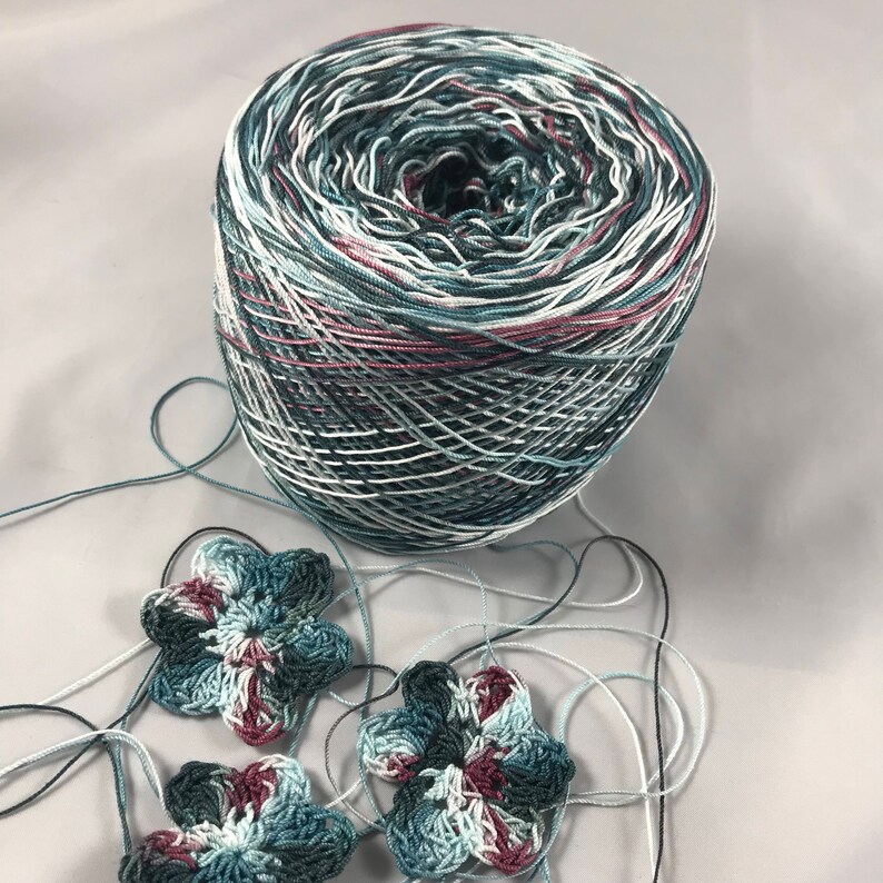 10 Hand Dyed Crochet Cotton Size 10 Small Project Size 25 75 or 100 Yards 50 Midnight Rose