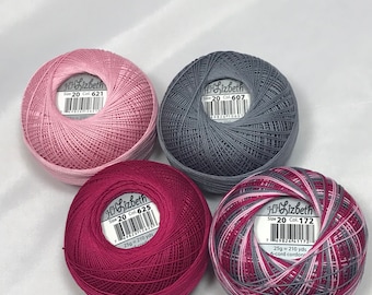 FULL SPOOLS - Lizbeth Tatting Thread - Pink Marble Mix I (Color#172, 607, 621 and 625) - Size 20 or 40 - Your Choice of Color