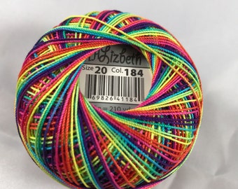 Tatting Thread - Rainbow Splash Variegated - #184 - Size 3, 10, 20, 40 or 80