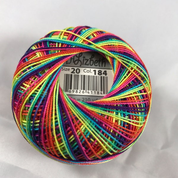 Fil de frivolité - Rainbow Splash varié - # 184 - Taille 3, 10, 20, 40 ou 80