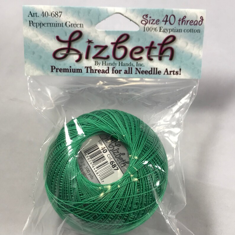 Solid Peppermint Green Color #687 FULL SPOOL Lizbeth Tatting Thread Size 20 or 40
