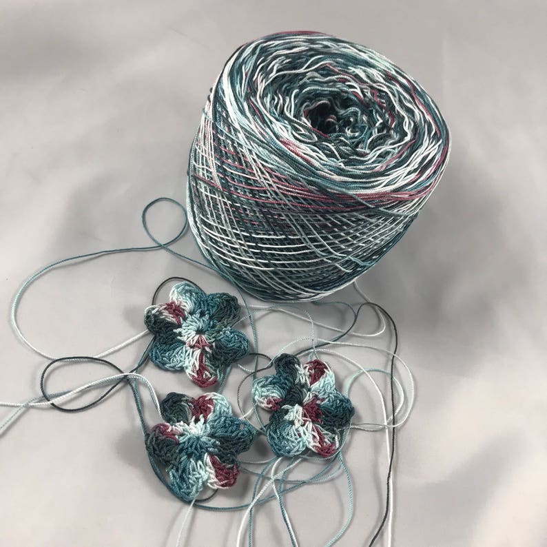 10 Hand Dyed Crochet Cotton Size 10 Small Project Size 25 75 or 100 Yards 50 Midnight Rose