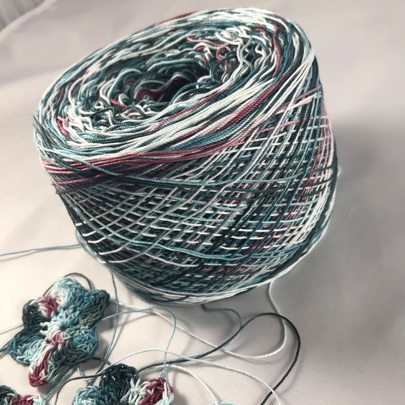 10 Hand Dyed Crochet Cotton Size 10 Small Project Size 25 75 or 100 Yards 50 Midnight Rose