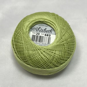 FULL SPOOL - Tatting Thread - Lizbeth - Solid Light Leaf Green - Color #683 - Size 3, 10, 20, 40 or 80