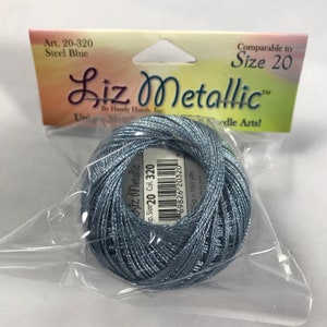 FULL SPOOL - Steel Blue (320) - Lizbeth Metallic - Size 20 Tatting Thread - 160 Yard Spool