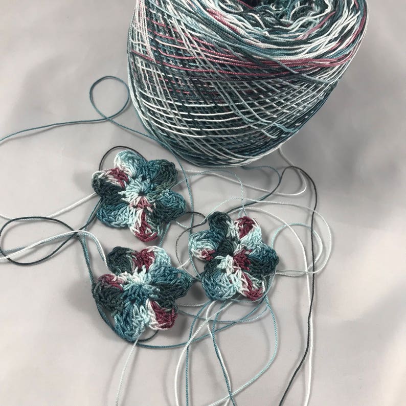 10 Hand Dyed Crochet Cotton Size 10 Small Project Size 25 75 or 100 Yards 50 Midnight Rose