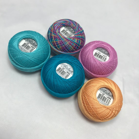 FULL SPOOLS Lizbeth Tatting Thread Ocean Sunset Mix I color 155, 623, 664,  665 and 696 Your Choice Size 20 or 40 