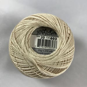 FULL SPOOL - Lizbeth Tatting Thread - Size 3, 10, 20, 40 or 80 - 603 - Ecru