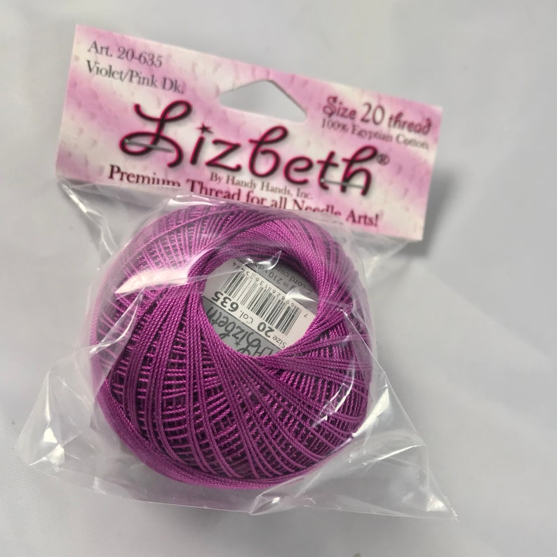 Lizbeth Egyptian Cotton Crochet Thread Size 40 Color 635 Dark Violet Pink 