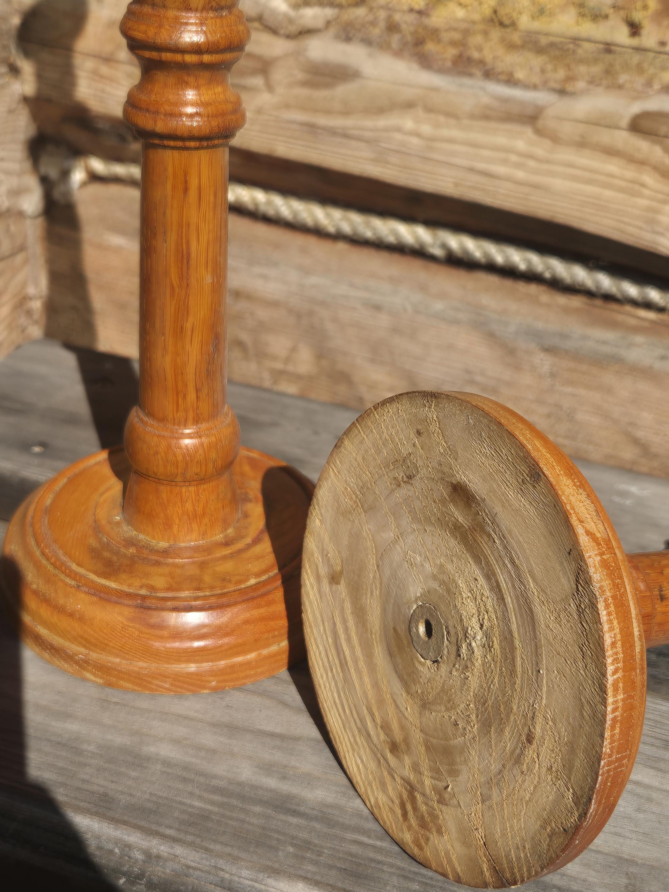 Pair of Vintage Scandinavian Tall Hand Turned Wooden Candlestick ...