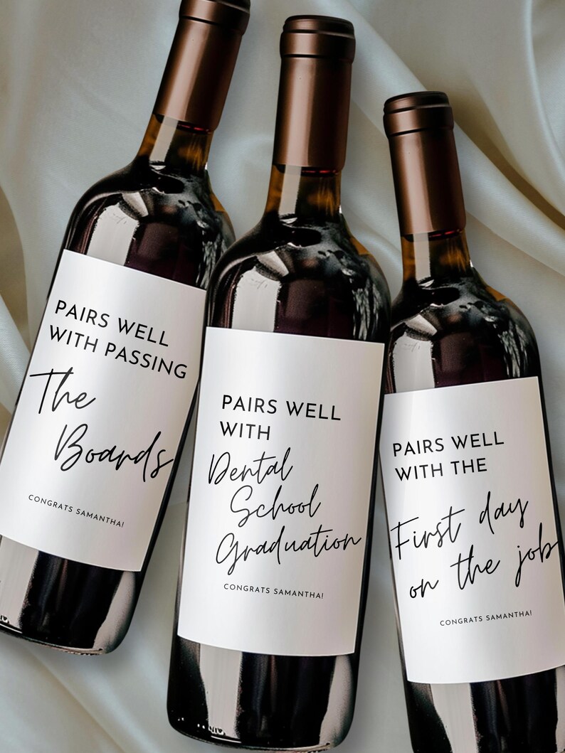 Dental Graduation Wine Labels | DDS, Passing Boards, First Day Gift - Etsy