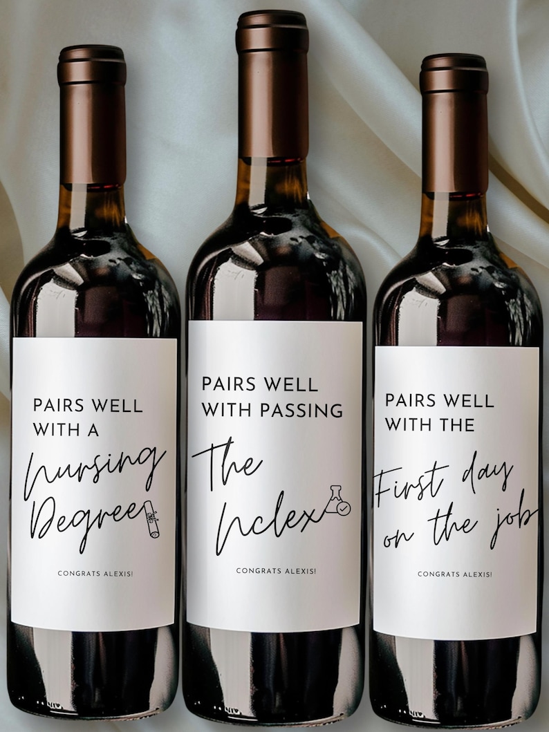 Nurse Graduation Wine Labels | NCLEX Celebration, RN Milestone Gift - Etsy