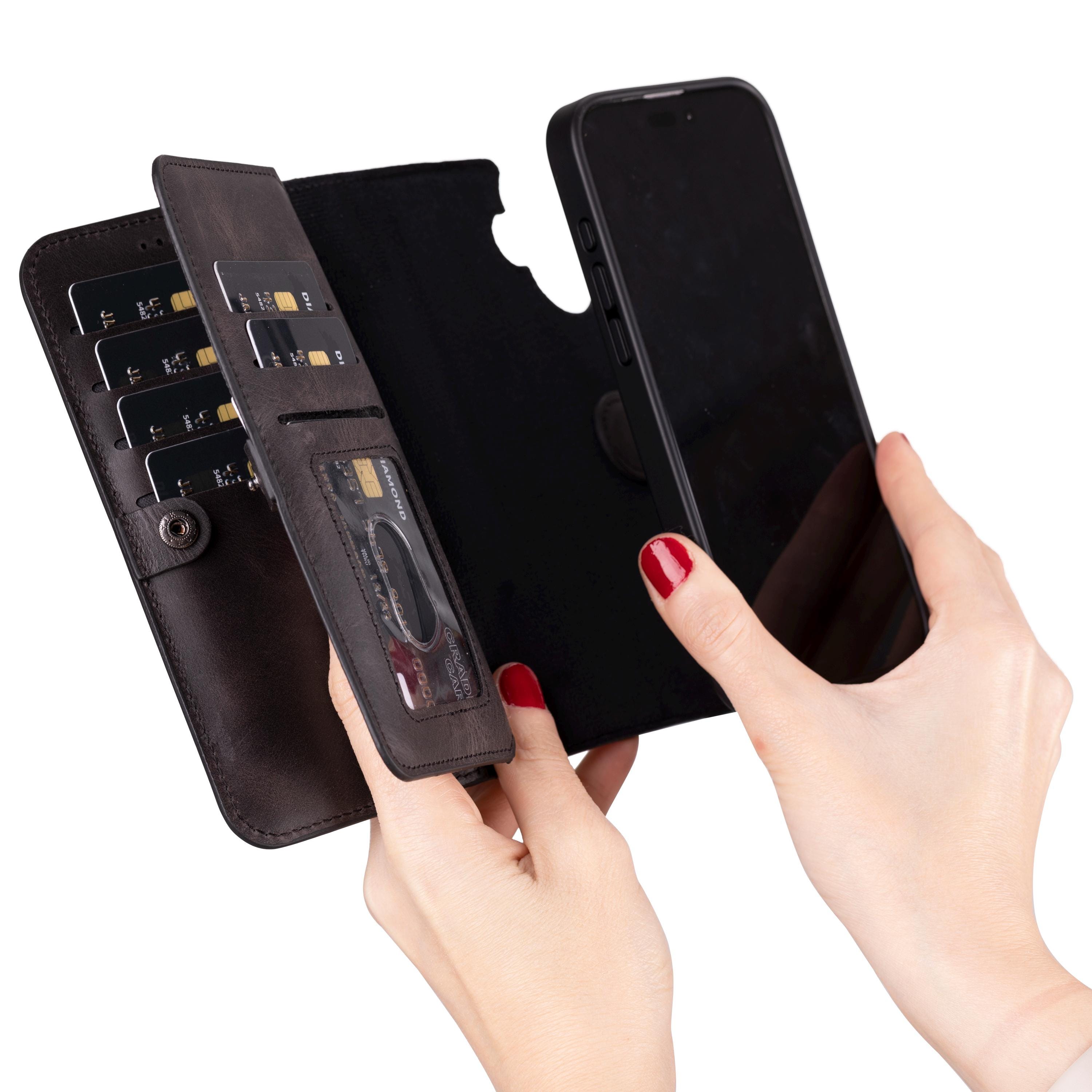 Coque Odeydo IPhone 12 Pro Noir Avec Porte-Cartes, Design Mince Et Antichoc
