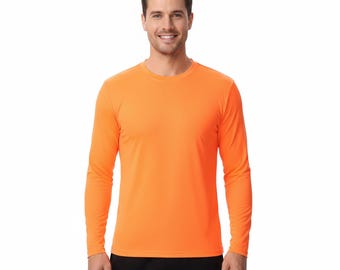 Camisa de manga larga Zfeel Dry Fit, camiseta de trabajo de seguridad naranja neón S-4XL para hombre Poly