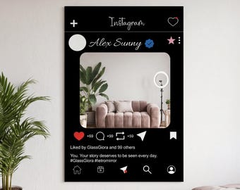 Custom Instagram Mirror, Personalized Name Mirror, Social Media Frame Wall Decor, Unique Gift, Aesthetic Room Decor, Plexi Mirror Art
