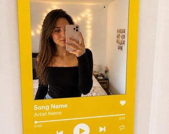 Targa personalizzata in vetro con specchio Spotify, cornice personalizzata con canzone, decorazione murale a tema musicale, regalo con codice QR, regalo di anniversario per coppie, stampa musicale personalizzata