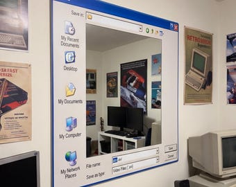Retro 'Save As' Dialog Box Plexi Mirror | Unique Tech-Inspired Wall Decor