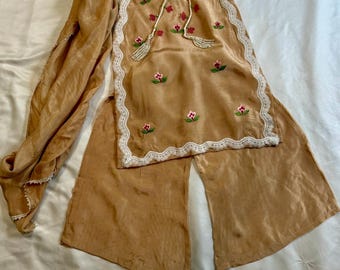 Champagne Raw Silk Lehenga Set