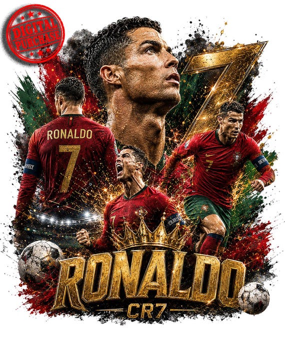 Ronaldo PNG Football T Shirt Design, Portugal Soccer CR7 Clip Art, Cristiano Ronaldo Sublimation File, SIUUU Png, Fifa World Cup 2026 Png