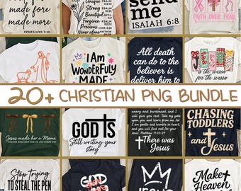 20+ Christian PNG Bundle: Faith Quote Shirt Designs (Digital Download)