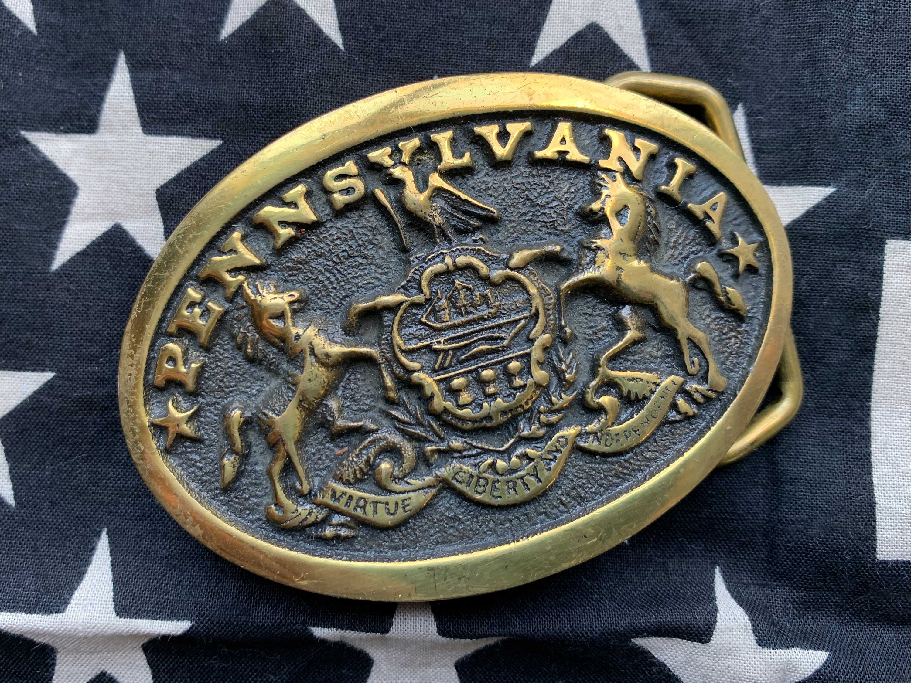 Vintage 1981 Pennsylvania State Solid Brass Buckle Etsy